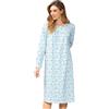 Leo Corsetteria Camicia da Notte 100% Caldo Cotone Anche Taglie Grandi No Polsi Marca Linclalor Taglia 48 Colore Panna Avio 333