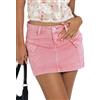 ORANDESIGNE Donna Gonna Corta in Denim Cargo Jean Gonna A-Line Estive a Tubino Minigonne Elasticizzata Minigonna con Tasche Slim Fit A Rosa XS
