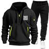 Zanisouta Tuta da jogging da uomo, modello Qr Codice, giacca invernale con chiusura lampo, tuta sportiva da jogging, 1/4, con cappuccio, O nero., L