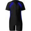 Okdance Costume da bagno per ragazzi e ragazze, costume intero per bambini, a maniche corte, costume da bagno per l'estate, surf, nuoto, sport acquatici, ragazzo ragazza, Blu, 12-14 anni
