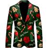 Generisch Giacca da uomo divertente blazer albero di Natale stampa Natale business giacca carnevale costume abbigliamento casual baggy comodo sportivo stretch uomo slim fit cappotto