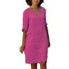 Fulidngzg Vestito Donna Estivo,Vestito Donna con Scollo V Bottoni Frontali Mezza Manica Vestiti Prendisole Boho Leggero Dress Unicolore Elegante Sportivo per Vacanza Viaggi Appuntamenti