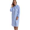 Marlon Candace - Camicia da Notte da Donna in Cotone Spazzolato con Colletto alla Peter Pan, Pretty Blue 45, 24-26