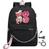 LKY STAR Anime Hazbin Hotel Zaino con Caricatore USB Presa per Le Cuffie Zaini per PC Portatili,Ragazze Ragazzi Grande capacità Backpack per Adolescente