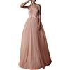 Onsoyours Abiti da Sposa Donna Elegante Senza Maniche Scollo a V Nuzial Abito con Spacco Pizzo Lungo Vestito Rosa XS