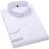 Generic Camicia da uomo a maniche lunghe in cotone bianco con colletto alla coreana slim fit camicie da lavoro, Bianco, XXL