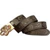OBASDFD Cintura in pelle con fibbia dorata da uomo e donna, per jeans/costume, serpente inciso, chiusura automatica a cricchetto, senza fori, Nero, 105cm/waist:34~36