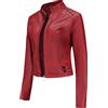 Peuignao Giubbotto Ecopelle Donna Giacca Similpelle Donna Borchie Corta Giubbino Giacche Ecopelle Donna Giacca Biker Jacket Faux Leather Jacket Donna Giacca Bikers Finta Pelle Donna Stand-up Curvy Rosso S