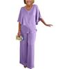 shownicer Completo Donna Elegante Tailleur in Raso 2 Pezzi Set Completi di Pantaloni da Cerimonia Due Pezzi Set Taglia Grande Abbigliamento per Business e Matrimoni D Viola XL