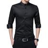 Sliktaa Camicia da Uomo, Colletto Alto, Slim Fit, a Maniche Lunghe, Business Nozze Formale Shirt Smoking Cotone Nero