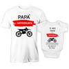 Puzzletee Coppia T-Shirt e Body Neonato Padre Figlio - Festa del papà - Il Mio papà è Un Motociclista (Motocross) - Cotone Morbido e Traspirante - Regalo Originale e Divertente