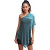 creazioni unique Poncho Coprispalle da Donna Elegante da Cerimonia o Sera - Poncho Donna in Rete di Viscosa Termica con Essenza di Fiore di Ciliegio (Petrolio Argento)