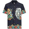 King Kerosin Tropical Hawaiian-Style Deluxe Uomo Camicia Maniche Corte Nero 100% Cotone Regular