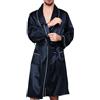 Generisch Vestaglia kimono da uomo in raso con pantaloncini, set di biancheria da notte leggera, pigiama da uomo, comodo e morbido, set di vestaglia e pantaloni corti, tuta da casa, O blu navy, XXL