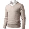 Harbrosrce Maglione Uomo Collo a V Felpa a Maglia a Maniche Lunghe in Maglioncino con Collo Camicia Basic Lavorato Pullover Sweatshirt
