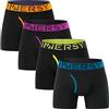 INNERSY Boxer da Uomo in Cotone con Apertura, Confezione da 4 Pezzi, Classico Nero., L