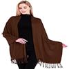 CJ Apparel Marrone Scuro Colore Solido Disegno Scialle di Pashmina Sciarpa Stola Dell'involucro Il Bis NUOVO