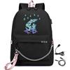 LKY STAR Anime Hazbin Hotel Zaino con Caricatore USB Presa per Le Cuffie Zaini per PC Portatili,Ragazze Ragazzi Grande capacità Backpack per Adolescente