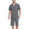 COLORFULLEAF Pigiama corto da uomo, 100% cotone, camicia da notte, da uomo, con scollo a V, maglietta e pantaloncini da notte