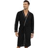 QIYUANT Vestaglia Leggero per Uomo Estate Accappatoio con Tasche Miscela di Cotone Colletto Sagomato Kimono Pigiama Camicia da Notte Manica Lunga Abbigliamento da Notte Casa Hotel Spa