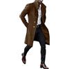 Fulidngzg Soprabito Uomo Doppiopetto Business Lana Giacca Slim Fit Elegante Colletto Risvolto Spolverino Casual Sottile Cappotto Lavoro Lungo Soprabito Outerwear Invernale
