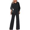 shownicer Tuta da Donna Manica Singola Stampa Tuta a Vita Alta Casual Elegante Tutine Lunghi Intere Pantaloni a Gamba Larga Jumpsuits Rompers Overalls K Nero L