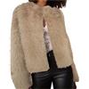 KHIRVWL Cappotto di Pelliccia Sintetica da Donna Morbido Cappotto di Peluche Cardigan Sintetica Giacca Corta in Pelliccia Sintetica Crop Top Manica Lunga Cappotto Invernale Giubbotto