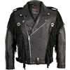 MDM Giacca in pelle da uomo con frange Chopper, Nero , XXL