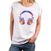MAKAYA Maglietta Donna con Stampa Cuffie Motivo Musicale Top Hip Hop per Ragazze e Donne Tshirt Elegante