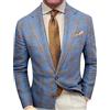 Onsoyours Giacca Blazer Uomo A Quadri Abito Slim Fit Giacche Vintage Plaid con Button Elegante Suit Cappotto Casual Affari Formale Cena Blazer A Marina XS