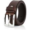 Lindenmann cintura uomo cintura in pelle di bufalo, 40 mm di larghezza e 3,5 mm - 4 mm di spessore, accorciabile, cintura, cintura in pelle, cintura jeans, XL, marrone, Größe/Size: