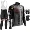 XRLQZH Abbigliamento Ciclismo Uomo Invernale Completo Abbigliamento,Antivento | Manica Lunga Completo Strada MTB Bici,9D Imbottiti Gel,3 tasche posteriori,Caldo Maschera+Guanti da ciclismo