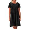 Generic Vestito Spiaggia Casual Abito Elegante Donna Abito Ampio da Donna con Scollo a U Maniche Corte e Cuciture di Media Lunghezza al Ginocchio Larghe da Spiaggia Fresco Vacanza (Black XXXXXL)