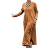 Minetom Autunno Invernale Maglione Vestito Maglieria Maniche Lunghe Maglione Maxi Abito Vestito Lungo Knit Pullover Tinta Unita Giallo 50