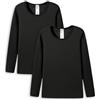 LAPASA Pacco da 2 o 1 Maglia Termica Donna Manica Lunga Fodera in Micro Pile - Pigiama Abbigliamento Intimo Canottiera Calda Elastica Traspirante Sportiva Nero (Pacco da 2)(Caldo) XXL