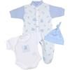 BabyPrem vestitini per prematuro, seta da 3 pezzi, Tutina, tuta e cappello blue teddy 0.7/1.6 kg