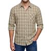 Enlision Camicie Uomo Maniche Lunghe a Quadri Elegante Felpata Camicia Beige Casual da Uomo con Tasche Collo Botton-Down Regular Fit 5XL