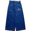 ORANDESIGNE Y2K Jeans Uomo Larghi Pantaloni Cargo Men's Jeans Hip Hop Denim Pantaloni a Gamba Larga Streetwear Y Blu L