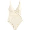 NEXT Donne Costume da Bagno con Scollo Profondo ed Effetto Contenitivo con Bordo a U Ecru Cream 44