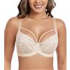 DotVol Donne Grandi Taglie Minimizer Reggiseno Trasparente Non Imbottito del Pizzo Biancheria Intima di Tutti i Giorni Reggiseno con Lacing Grigio 5E
