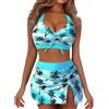 Generico Tankini Donna Curvy Costumi Mare Bikini Vita Alta Costume da Bagno da Donna,Top con Gonna,Due Pezzi,Vita Alta,Costume Bagno,Costumi (Sky Blue,XL)