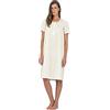 Leo Corsetteria Camicia da Notte 100% Cotone Tela Manica Corta Serafino Arricciatura con carrè Taglia 60 Colore 133 Bianco Fiori Lilla