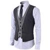 STTLZMC Gilet Uomo Slim Fit Elegante Casual Smanicato Scollo a V Panciotto Matrimonio Corpetto 2in1 Blazer(Niente Camicia),Grigio,Large