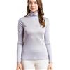 MOROUTLINE Top in Seta Dolcevita a Maniche Lunghe in Seta Pullover Top Ultra Morbido Strato Termico Top Slim Collo Alto Maglietta, Grigio Argento, M
