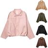Generico Bomber Corto da Donna in Finta Pelle Scamosciata con Risvolto con Zip Giacca Moto Donna Bomber Softshell in Finta Pelle Giacche Primavera Inverno Caldo Giacca Maniche Lunghe Moda Camoscio