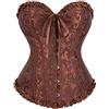 SxyBox Corsetto Donna Sexy Burlesque Overbust Corsetti Bustino per Halloween, Carnevale e Feste,Marrone,M