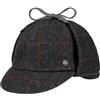 LIERYS Cappellino Deerstalker Check Uomo - Made in Germany Lana con Visiera, paraorecchie, Fodera, Fodera Inverno Autunno/Inverno - 59 cm Nero-Grigio