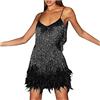 Generico Abito Lungo Paillettes Donna Abito Elegante Paillettes Donna Curvy Abito Frange e Paillettes Abito da Sera Donna Abito Cocktail Discoteca Estivo Sexy Moda Abito Cerimonia Donna Lungo 2024