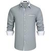 Enlision Camicia Uomo Manica Lunga Grigio Chiaro Regular Fit 3XL, Camicia Elegante con Tessuto Antirughe No Stiro, Abbigliamento Formale Business Casual per Ufficio Matrimonio Cerimonia