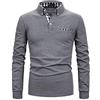 STTLZMC Polo Uomo Manica Lunga con Plaid Cotone Golf Classico T-Shirt,Grigio,M